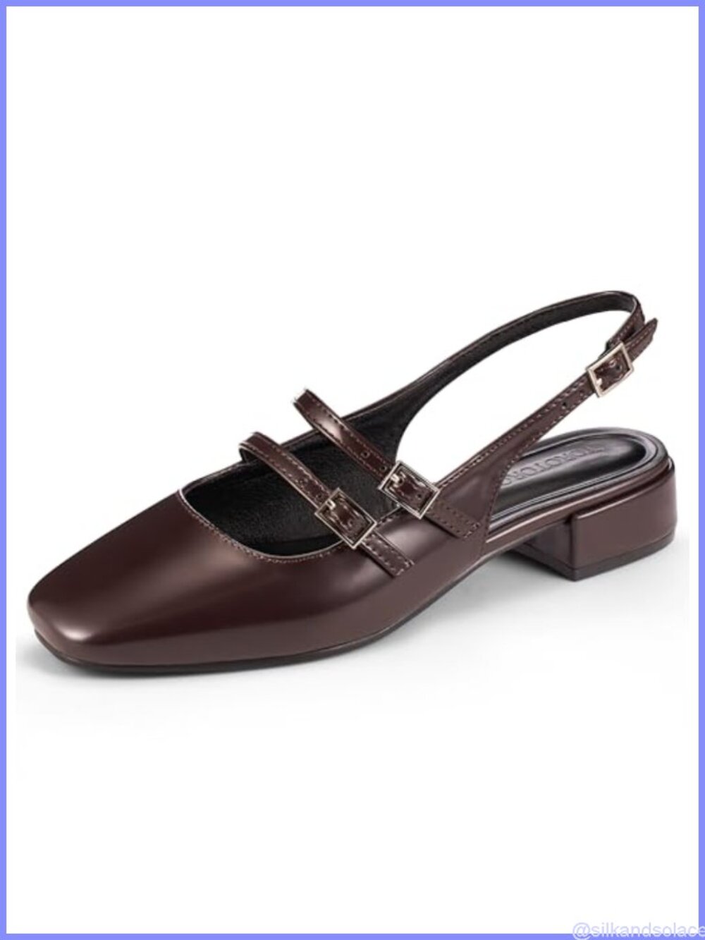 Square Toe Mary Jane Slingback Pumps Low Block Heel Work Dress Shoes